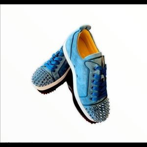 Christian Louboutin Louis Orlato Spiked Low-Top Sneakers FR40 blue